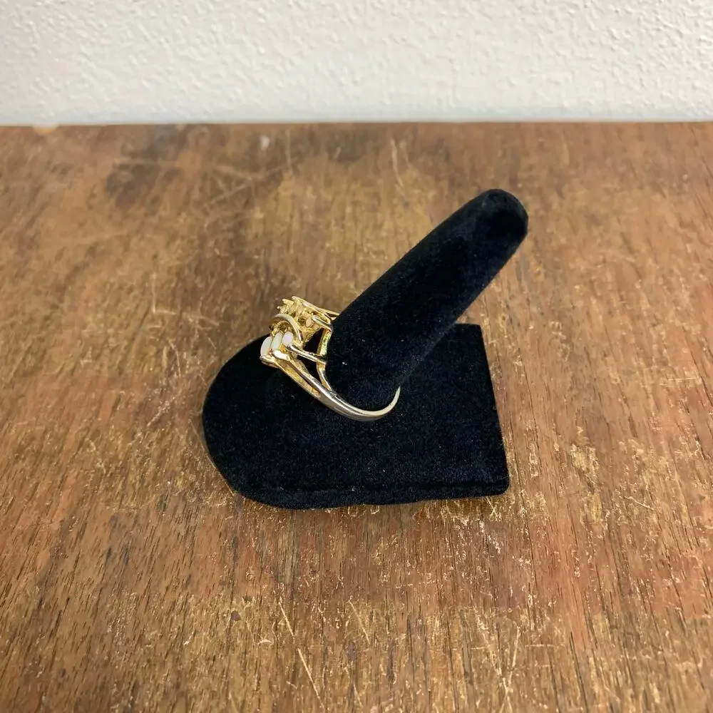 Vintage‎ Uncas Estate Gold opal & rhinestone statement cocktail ring size 8